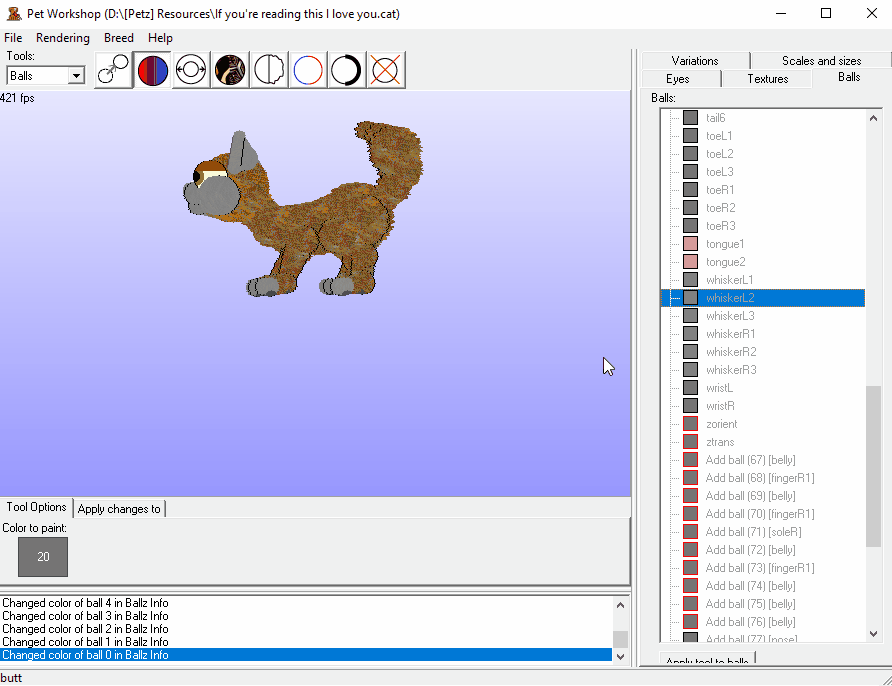 An animated GIF showing the user replacing textures with the same skin texture in Pet Workshop.