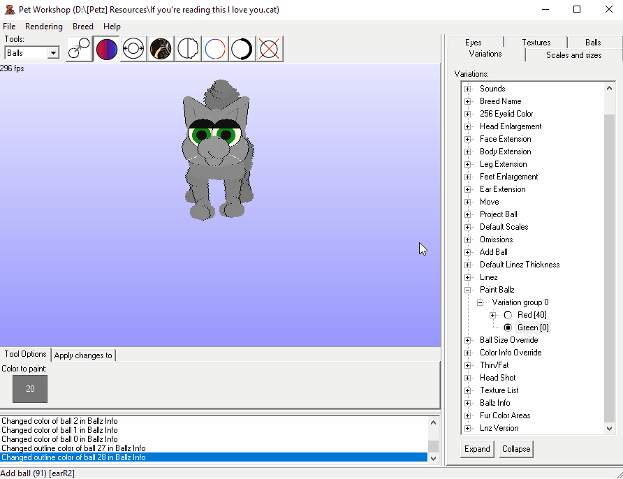 An animated GIF showing the user assigning their two variations the link letter 'a' in Pet Workshop.