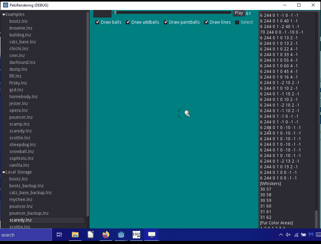 An animated GIF showing the user editing the pet file in LnzLive.