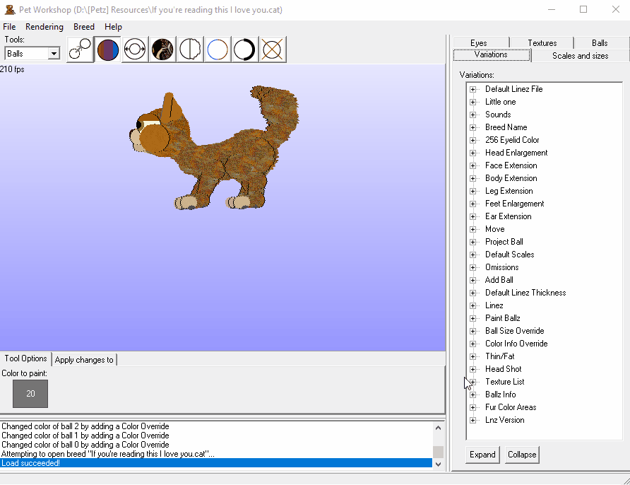 An animated GIF showing the user changing the colour of the pet in Pet Workshop.