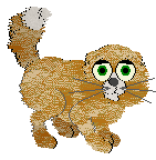 A Scottish Fold in Petz, with textured tan fur, a white muzzle and tail tip, and green eyes.