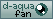 A 'clique', a small digital element, with a white and dark cyan gradient background and a dark cyan outline. The text reads 'd-aqua fan'. A pixel art of a dark cyan eye is to the right.