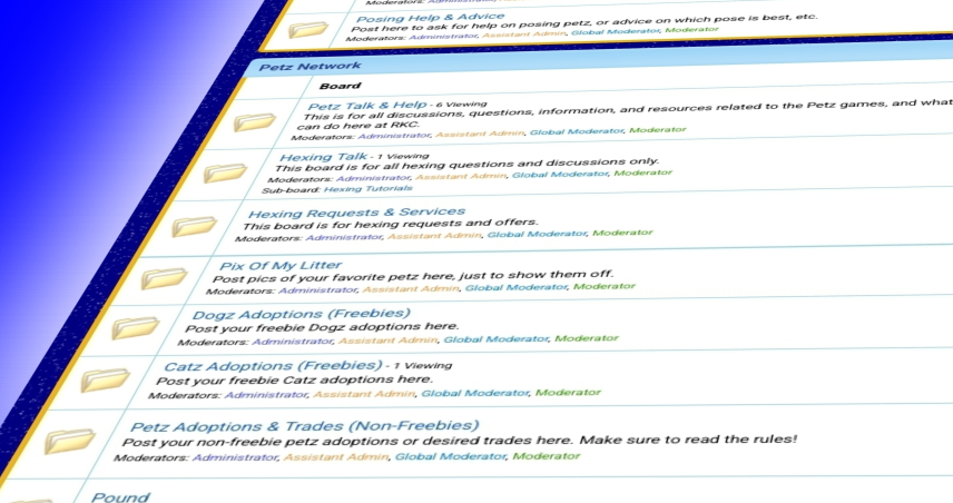 A screenshot of the RKC Petz Forum tilted as though on a screen. The text in the image is not relevant.