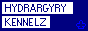 A 'clique', a small digital element, showing a blue background with white-background blue text that reads 'Hydrargyry Kennelz', with a small blue clubs symbol in the bottom right.