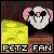 A button showing a mouse in Petz sticking its head out of a mousehole towards a piece of cheese. Text on the bottom reads 'Petz Fan'.