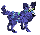 An indigo, Chihuaha-eared mixie with blue and green spots in Petz.