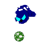 Bluescreen balances on a star-patterned green ball.