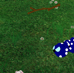 Bluescreen pounces on and balances on a white mouse.