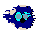 Bluescreen with his eyes open, showing the light blue irises.