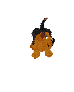 Fluffball jumps and grabs the flying disk.