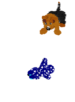 Fluffball sneaks up on a resting Bluescreen, and barks at him, making him wake up just after Fluffball is dragged offscreen by the cursor-like hand. Bluescreen is unfazed and walks away slowly.